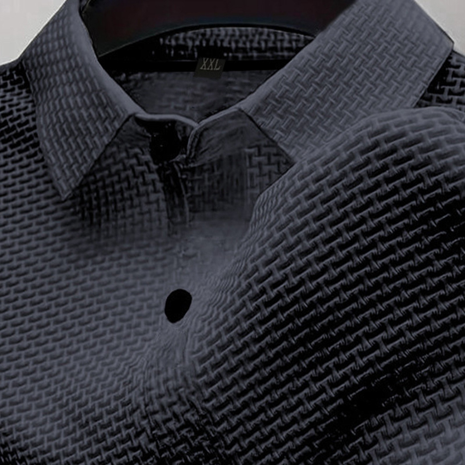 thumbnail image 5 of Camiseta informal de manga corta y color liso para hombre - Tejido ligero y transpirable - Cuello clásico para ocasiones informales de verano, 5 of 7